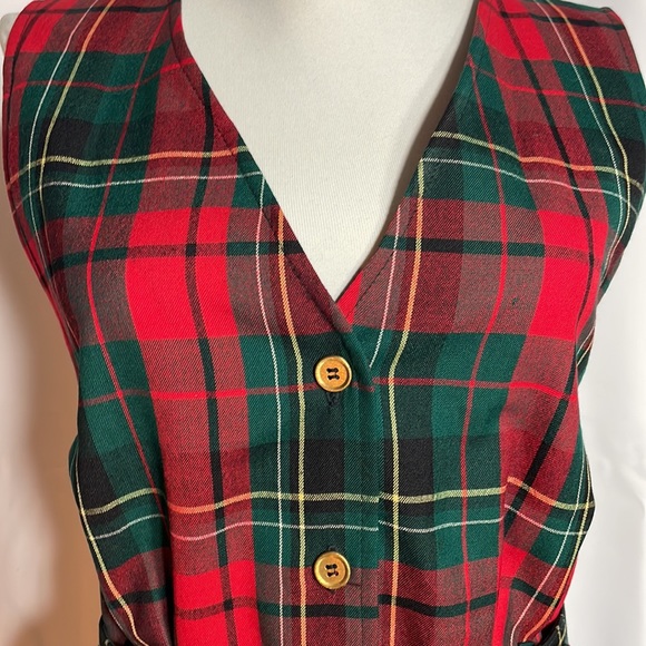 Vintage 100% wool petite Pendleton sleeveless plaid dress - Picture 3 of 7